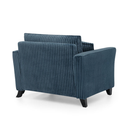 Blue Retro Corduroy Ergonomic Lazy Single Sofa Chair with Dual Armrests