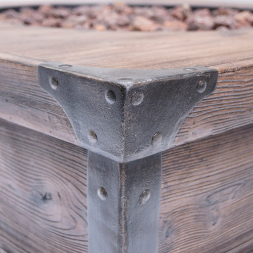 Outdoor Patio 24'' H x 32'' W Square Gas Burning Concrete Fire Pit Wood Pattern - Brown - 40,000 BTU (Tank Inside)