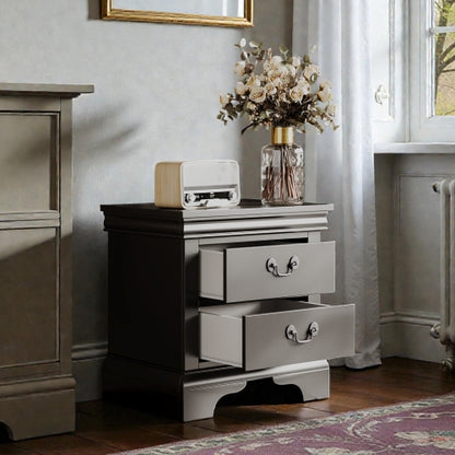 Black Classic 2-Drawer Wooden Nightstand