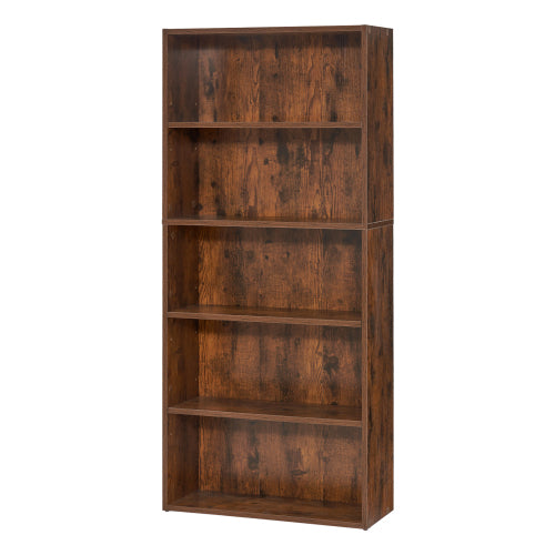 53 Inch Brown Narrow 5-Tier Adjustable Shelf Corner Bookshelf