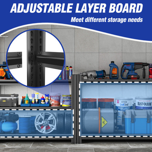63" H Adjustable Storage Rack, Adjustable Shelves, 2000LBS Five-Tier Shelving Unit, Scratch-Resistant And Wear-Resistant Panels