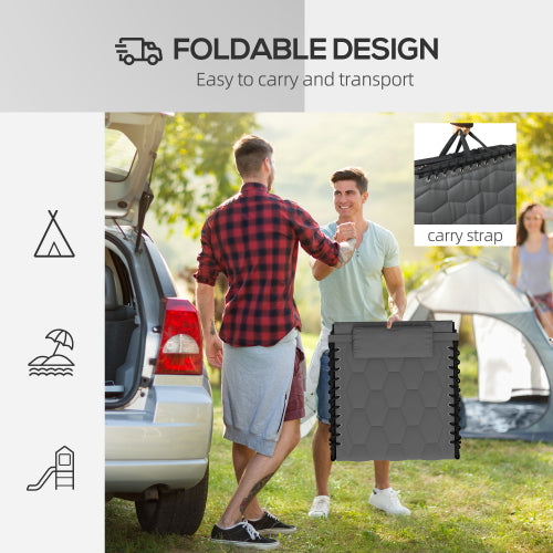 Outsunny Folding Chaise Lounge Set with 5-level Reclining Back, Outdoor Lounge Tanning Chair with Padded Seat, Side Pocket & Headrest for Beach, Yard, Patio, Gray