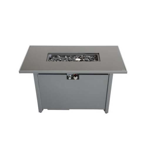 42  Smoked Glass Metal Rectangle Fire Pit