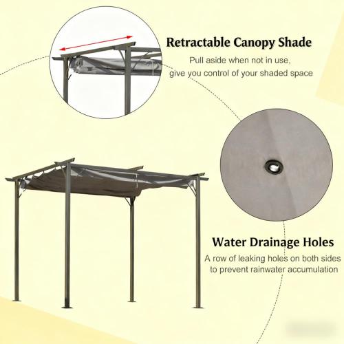 Metal Patio Shade Shelter,Outdoor Retractable Pergola Canopy,for Backyard,Porch Party,Garden