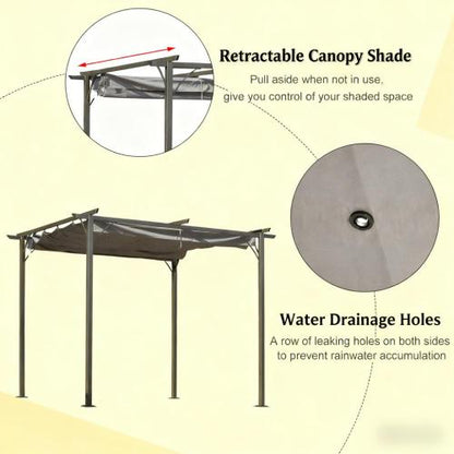 Metal Patio Shade Shelter,Outdoor Retractable Pergola Canopy,for Backyard,Porch Party,Garden