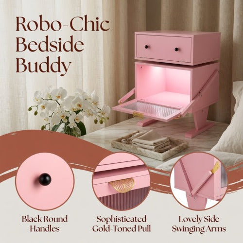 Pink Robot LED Nightstand