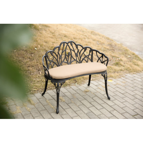 Tulip Patio Garden Bench Metal Park Bench Cast Aluminum Outdoor Furniture with Floral Rose for Patio,Park,Lawn,Yard
Black withe cushion