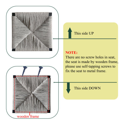 Gray Set of 2 Hand Weave Bar Stools with Back Counter Height Bar Chairs Paper Rope Woven Dining Stool for Kitchen, Home & Office (Gray)