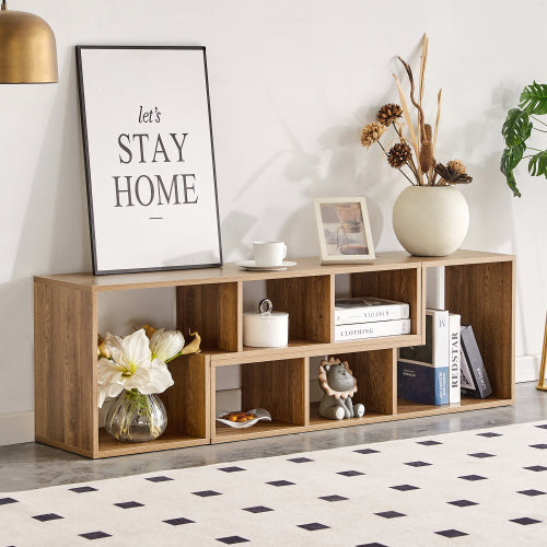 2-Piece L-Shaped Combination TV Stand, MDF Entertainment Center with Open Storage Compartments & Floor Pads