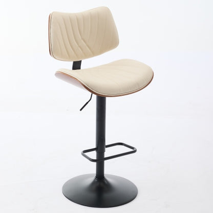 Walnut Bentwood Bar Stools Mid Century Modern Adjustable Counter Height Black Leather Upholstered 360¡ãSwivel Bar Chairs for Kitchen Island/Dining Room/Cafe, 1 chair/1carton,Beige
