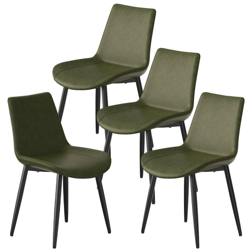 PU Leather Dining Chairs with Adjustable Feet, Set of 4, Olive Green