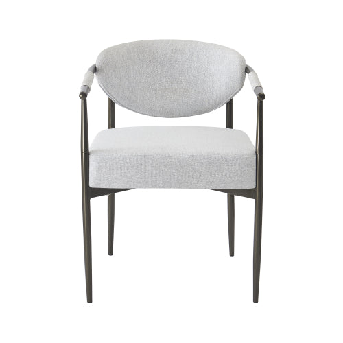 Modern Dining Chairs Set of 2, Upholstered Armchairs with Bronze Iron Frame, Beige Cushion