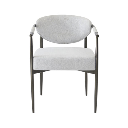 Modern Dining Chairs Set of 2, Upholstered Armchairs with Bronze Iron Frame, Beige Cushion