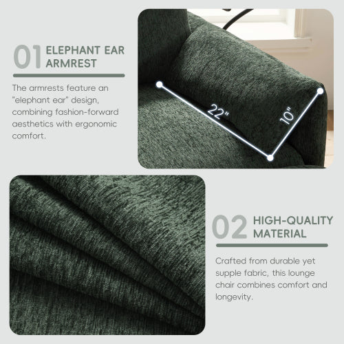 37 inch  Chenille Cloud-Style Single Armchair, Ottoman Storage, USB-C Charging, Phone Holder