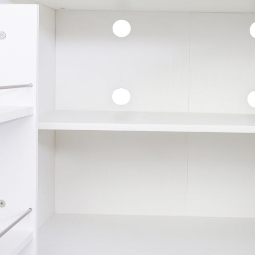 62.99 Inch White Freestanding Kitchen Pantry Cabinet Multi-Layer Partition Melamine Finish Household Storage Sideboard