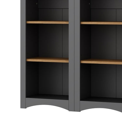 72''H Grey Farmhouse 5-Tier Combined Bookshelf Adjustable Shelf Home Pantry Storage Cabinet Set