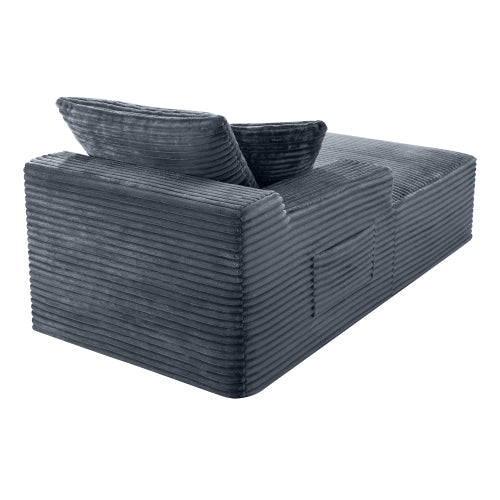 Gray Corduroy Legless Floor-Hugging Modular Accent Chair