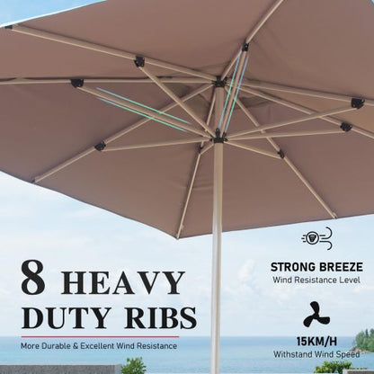 Rectangle Patio Umbrella with Crank Lift and Tilt Function, Grey (Base not included)