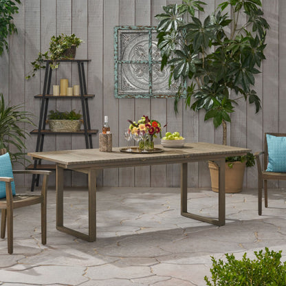 Outdoor Expandable Acacia Wood Dining Table, Gray