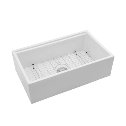 30 x 20 x 10 inch White Farmhouse Sink Workstation - Porcelain Ceramic Single Bowl Farm Kitchen Sink