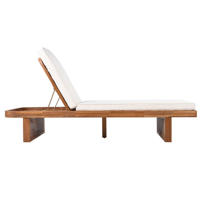 Outdoor Lounge Chair - Acacia Wood & PE Rattan Design with White Cushion, MP2