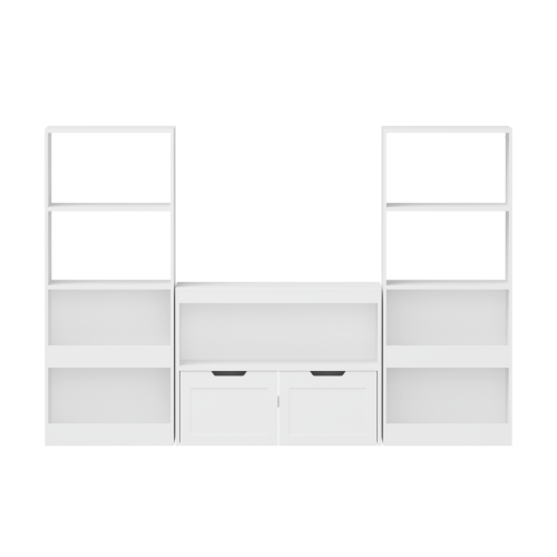 Kids Toy Storage Organizer with Drawers Open Shelves and Wheels White