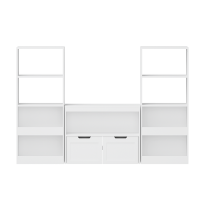 Kids Toy Storage Organizer with Drawers Open Shelves and Wheels White