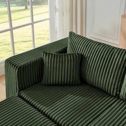 Green Minimalist Compressed Corduroy Modular Sectional Sofa