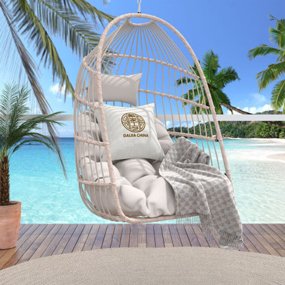 Outdoor garden rattan egg swing chair hanging chair PE hanging chair WHITE