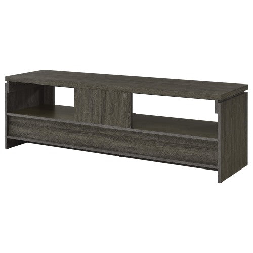 Weathered Grey 59 Inch Transitional TV Console with 2 Drawers for 64 Inch TV