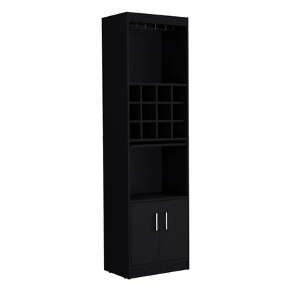 Bar Cabinet 5-Tier, Wine Cabinet, Liquor Cabinet, 12 Bottle Cubbies, 5 Shelves, Black