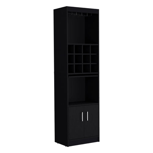Bar Cabinet 5-Tier, Wine Cabinet, Liquor Cabinet, 12 Bottle Cubbies, 5 Shelves, Black