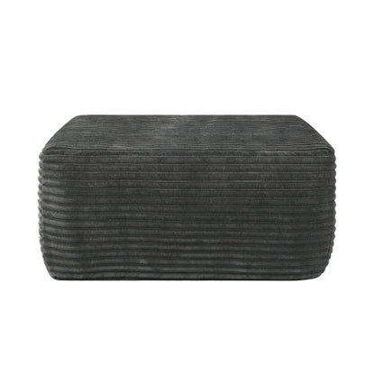 Plush Ottoman Grey Corduroy Modular Sofa Extension Seat