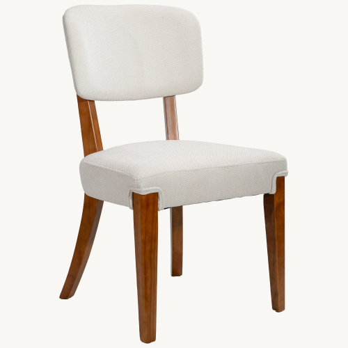 Armless Wood Dining Chairs with Upholstered Seats, Set of 2, Beige
