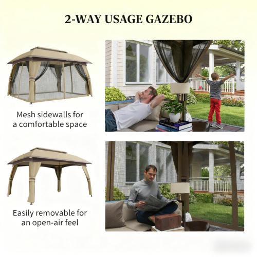 Large & Spacious Outdoor Gazebo Canopy Shelter,Patio Gazebo,with Netting,Vented Roof