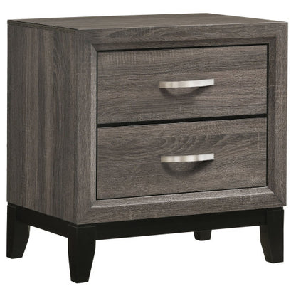 Grey Oak 2-Drawer Nightstand, Modern Bedside Table with Storage Drawers for Bedroom