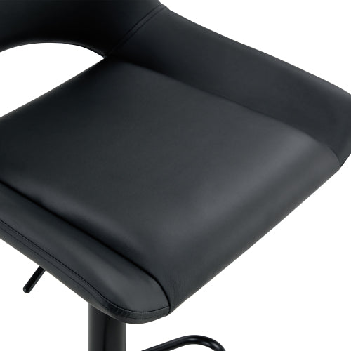 Modern Swivel Adjustable Bar Stools Set - 2 Pack, Black PU Material, with Footrest, Holds Up to 250 lbs, Suitable for Home Bars and Kitchen Islands .