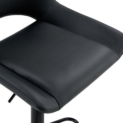 Modern Swivel Adjustable Bar Stools Set - 2 Pack, Black PU Material, with Footrest, Holds Up to 250 lbs, Suitable for Home Bars and Kitchen Islands .