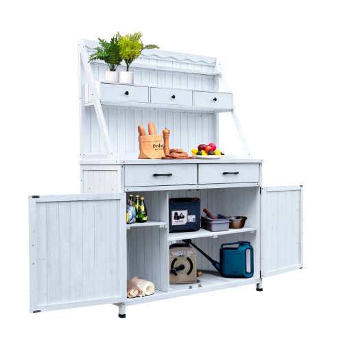 Outdoor Potting Bench Table, Tableside cabinet tool cabinet ,Wooden Gardening Table Tabletop and Storage Cabinet, Planting Table Garden Work Bench for Garden, Patio, Greenhouse