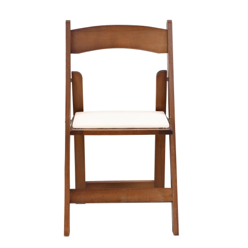Set of 4 Solid Wood Folding Dining Chairs with PU Leather Cushions, Walnut Finish, No Assembly