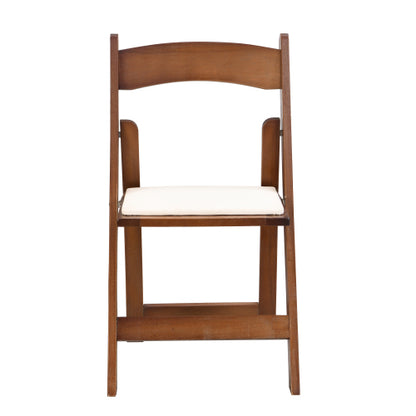 Set of 4 Solid Wood Folding Dining Chairs with PU Leather Cushions, Walnut Finish, No Assembly