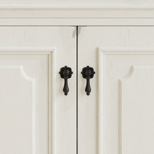 31" Vintage Bathroom Vanity with Sink, Faux Aged Finish, Rustic Bathroom Cabinet with Soft Close Doors and Adjustable Shelf, Curved Profile Design, Rubber Wood Legs, White