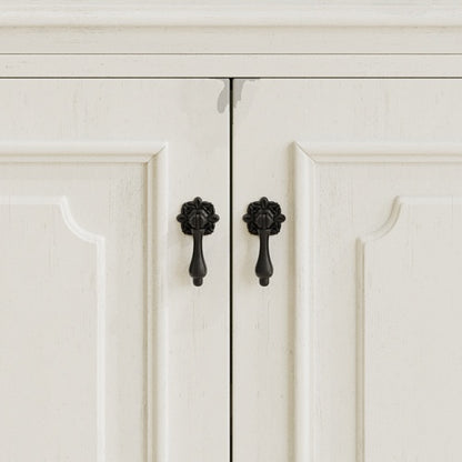 31" Vintage Bathroom Vanity with Sink, Faux Aged Finish, Rustic Bathroom Cabinet with Soft Close Doors and Adjustable Shelf, Curved Profile Design, Rubber Wood Legs, White