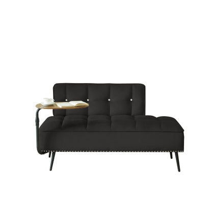 54-Inch Modern 2-Seater Velvet Loveseat Sofa with 360 degree  Rotating Side Table Space-Saving