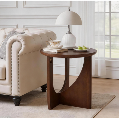 100% Solid Wood Side Table Natural Round End Table Rustic Accent Furniture
