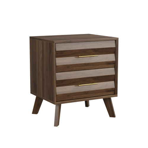 Walnut 2-Drawer Medieval Modern Nightstand