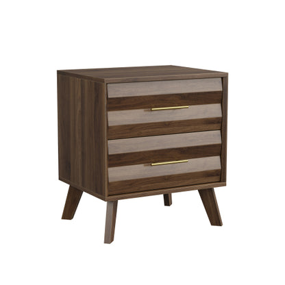 Walnut 2-Drawer Medieval Modern Nightstand