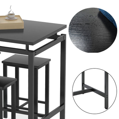 5-Piece Black Industrial Dining Set, Particleboard Table & 4 Stools