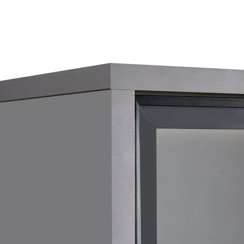 60.6'' Freestanding Grey Glass Door Display Cabinet LED Light Adjustable Shelves Home Storage Cabinet
