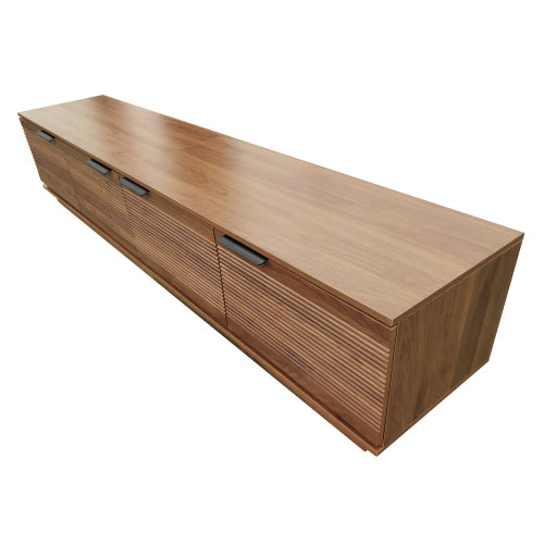 78.7 inch Walnut Sculpted Fluted Full Closed Legless TV Stand Media Console Fits Up To 85 inch TV